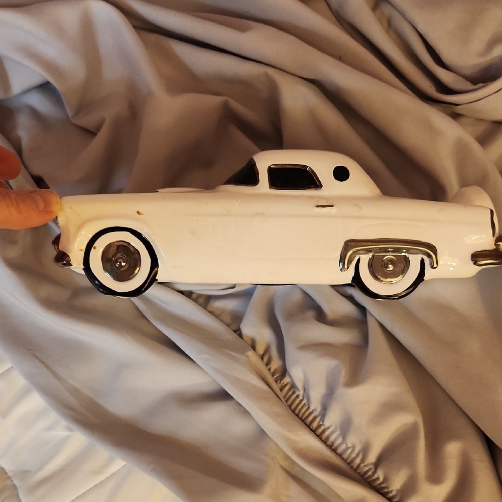 Classic White Ceramic Car Figurine